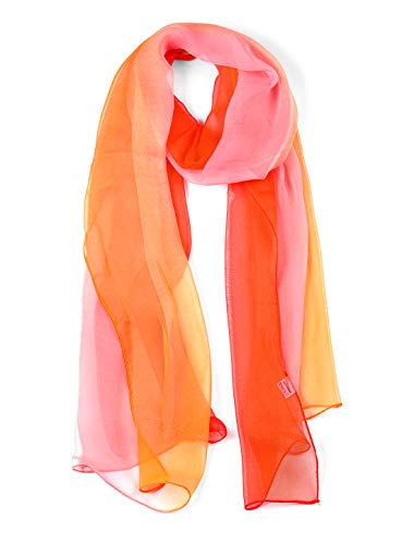 sourcing map Lang Chiffon Leicht Gradient Farbe Schal Frühling Sommer Weich für Frauen Red/Orange/Pink 63"x19.6" von uxcell