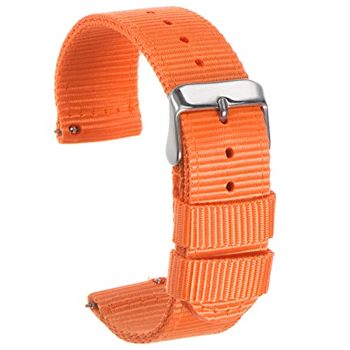 sourcing map Nylonarmband Orange 20mm Breite Dauerhaft Nylonarmband mit Silber Schnalle Universal Ersatz Canvas Armband von sourcing map