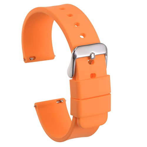 sourcing map Silikon Uhrenband 24mm Breite Schnellspanner Weich Gummi Ersatz Uhr Riemen mit Edelstahl Schnalle für Männer Frauen Orange von sourcing map