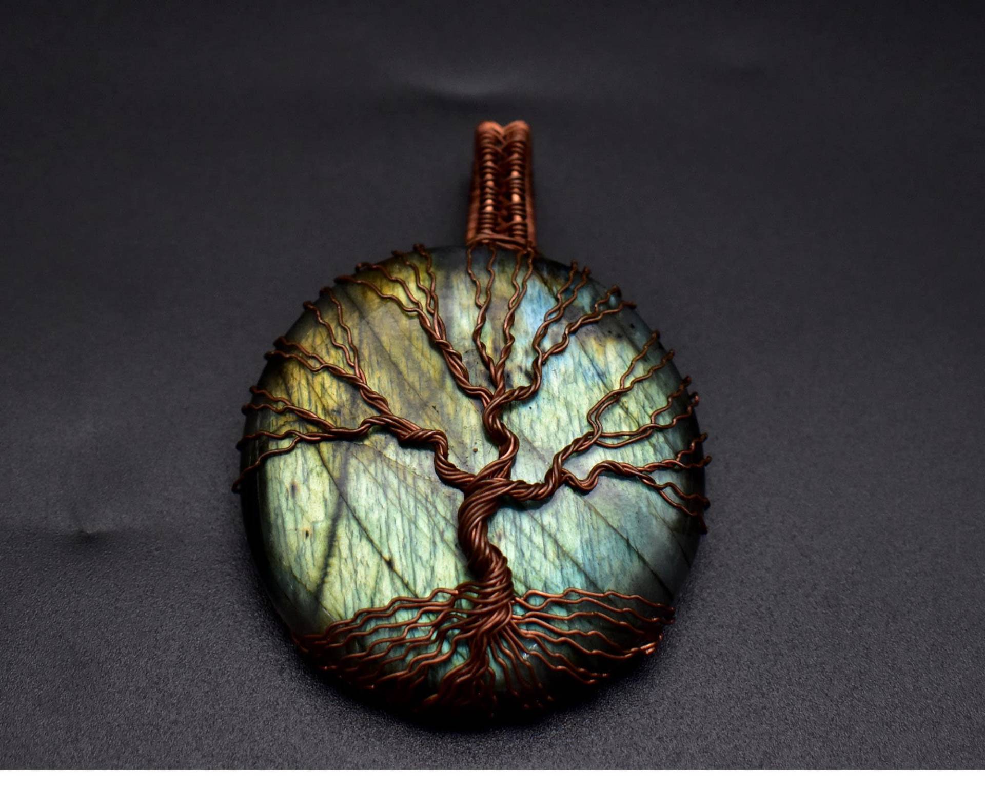 Wunderschöner Baum Des Lebens Wire Wrappe Anhänger Labradorit Halskette Kupfer Schmuck Unikat Boho Geschenk Für Sie Rendome Farbe/Sm von sparrowwrappedgems