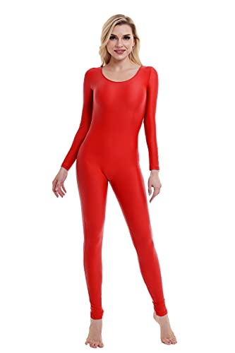 Speerise Damen U-Ausschnitt Langarm Spandex Tanzanzug, rot, S von speerise