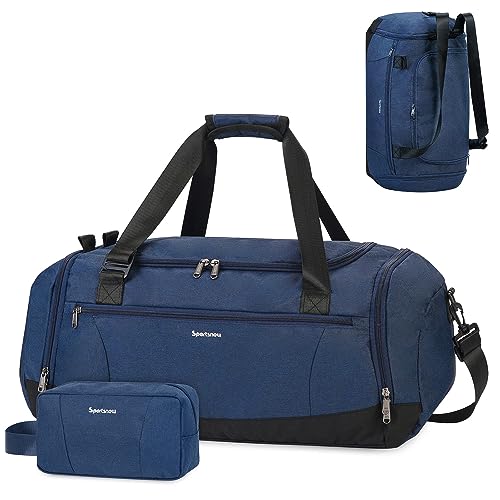 Sporttasche Rucksack Herren Reisetasche mit Schuhfach & Nassfach und Kulturbeutel Weekender-Tasche Damen Trainingstasche mit Trolley-Ärmel, Blau von sportsnew