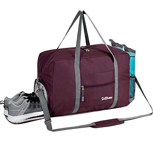 Sportsnew Sporttasche mit Schuhfach & Nassfach Reisetasche Damen Trainingstasche Herren Gym Tasche Fitnesstasche Weekender Bag, Rotwein 35L von sportsnew