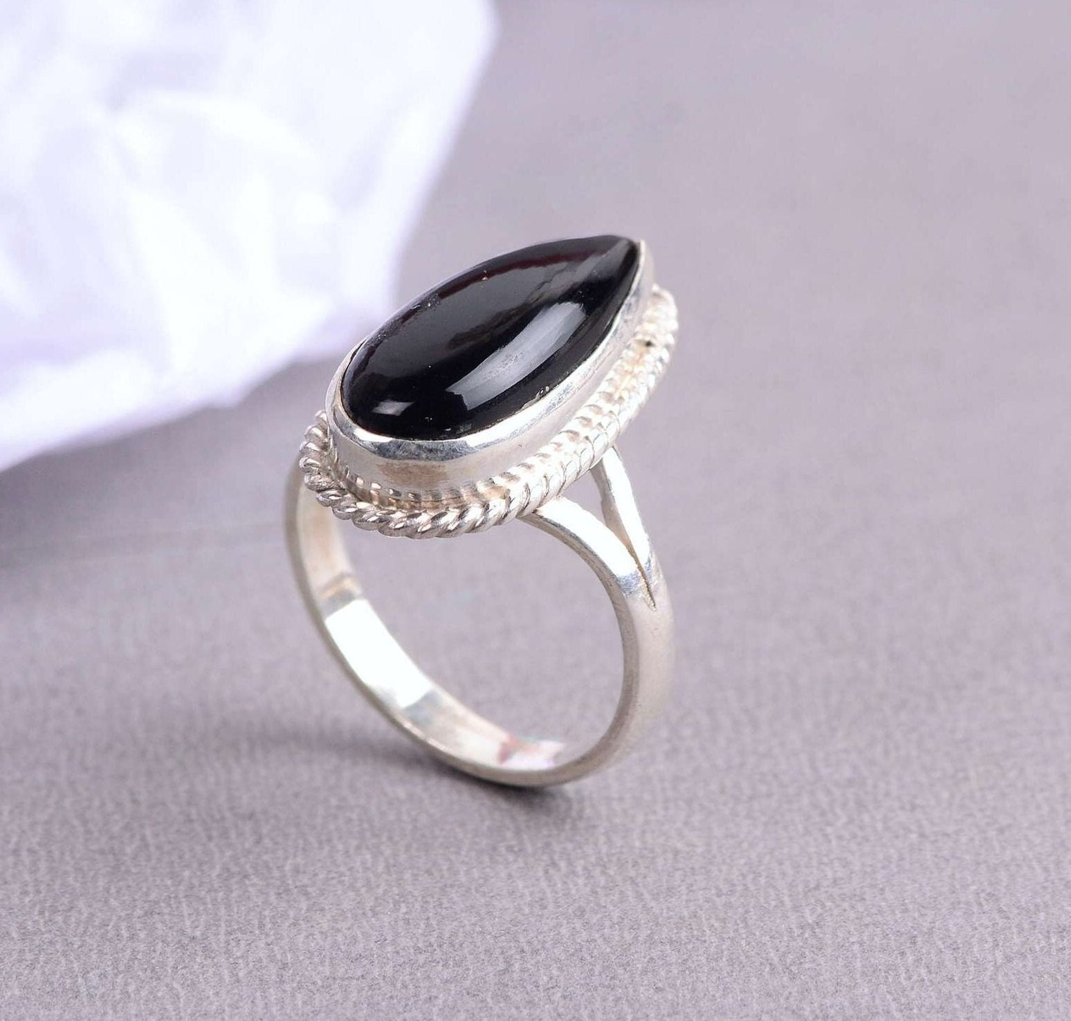 Black Obsidian Ring, 925 Silver Gemstone Statement Rings For Women, Handmade Gift For Her, Christmas Day Gifts Black Obsidian Ring, 925 Silver Gemstone Statement Rings For Women, Handmade Gift For Her, Christmas Day Gifts von sristhijewels