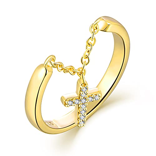 Starchie Kreuzring 925 gelber ring Religiöser Ring Verlobungsring verlobt Hochzeitsring für Dame von starchenie