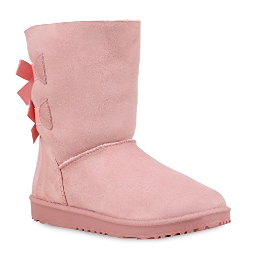 Bequeme Damen Schlupfstiefel Winter Boots Stiefel Gefüttert Schuhe 129787 Rosa Berkley 40 Flandell von stiefelparadies