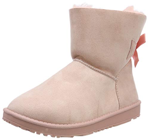 Warm Gefütterte Damen Stiefel Schlupfstiefel Boots Stiefeletten Schuhe 130009 Rosa Schleife 38 Flandell von stiefelparadies