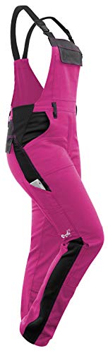 strongAnt Latzhose Damen Powerstretch Arbeitshose für Frauen mit Kniepolstertaschen - Pink-Schwarz, Größe 32 von strongAnt