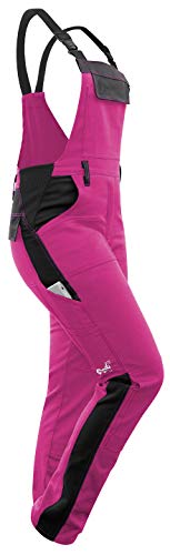 strongAnt Latzhose Damen Powerstretch Arbeitshose für Frauen mit Kniepolstertaschen - Pink-Schwarz, Größe 34 von strongAnt