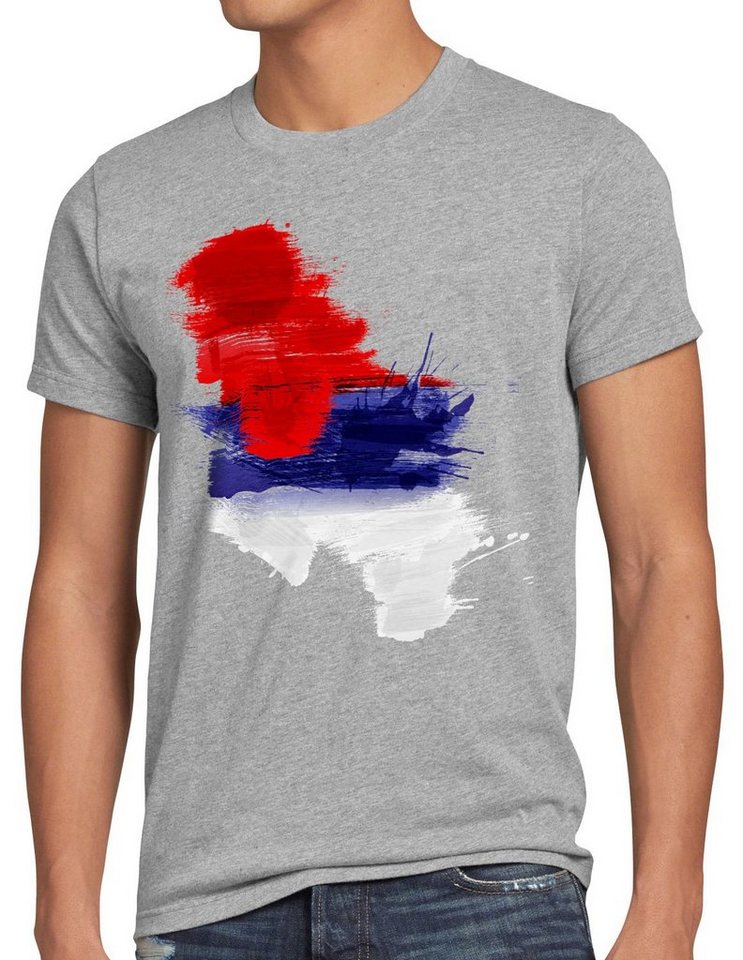 style3 Print-Shirt Herren T-Shirt Flagge Serbien Fußball Sport Serbia WM EM Fahne von style3