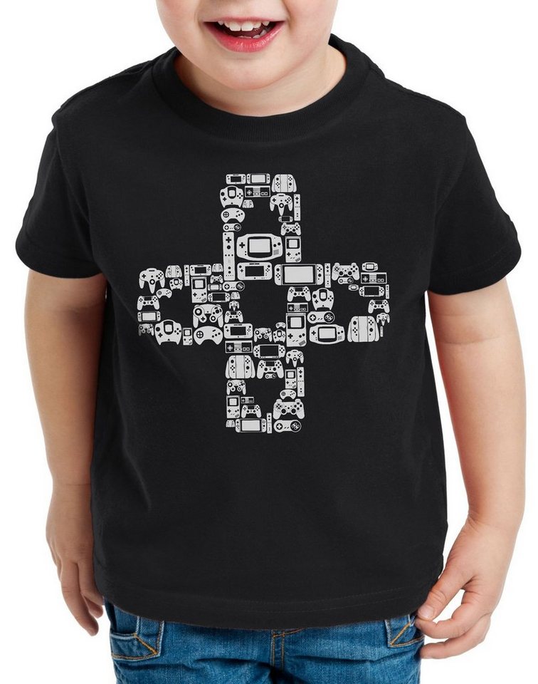 style3 Print-Shirt Kinder T-Shirt Play Steuerkreuz Gamer Game Kontroller mario zelda Konsole Boy von style3