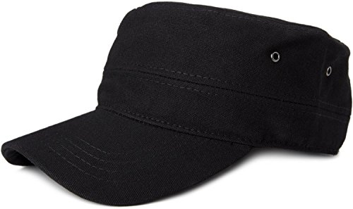 styleBREAKER Unisex Cap im Military-Stil aus robustem Baumwoll-Canvas, Klettverschluss verstellbar 04023020, Farbe:Schwarz von styleBREAKER