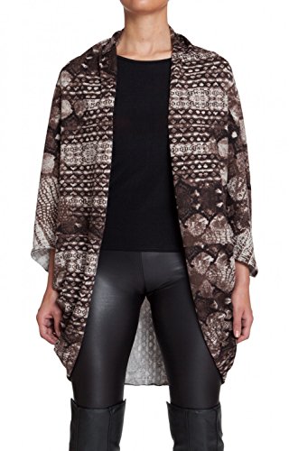 styleBREAKER Cardigan Weste/Schal im Animal Print Look, Krokodil Schlangen Design, Multifunktion, Damen 08010007, Farbe:Braun-Beige von styleBREAKER