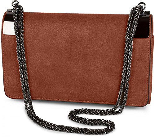 styleBREAKER Clutch, Abendtasche mit Metallspangen und Gliederkette, Vintage Design, Damen 02012046, Farbe:Rotbraun von styleBREAKER