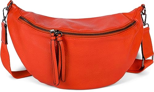 styleBREAKER Damen Halbmond Crossbody Schultertasche, abnehmbarer verstellbarer Schultergurt, Einfarbige Handtasche 02012386, Farbe:Orange von styleBREAKER