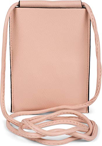 styleBREAKER Damen Handy Umhängetasche in Metallic, Schultertasche, Handy-Tragetasche, Mini Bag 02012307, Farbe:Rose matt von styleBREAKER