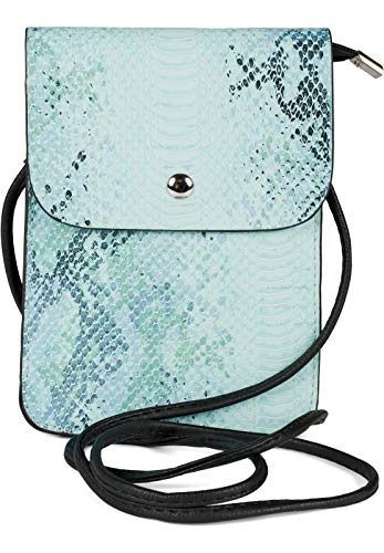 styleBREAKER Damen Mini Bag Umhängetasche glänzender Schlangenleder Optik, Handytasche, Schultertasche, Handtasche 02012366, Farbe:Türkis von styleBREAKER