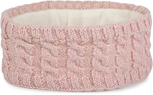 styleBREAKER Damen Strick Stirnband mit Zopfmuster und Pailletten, Fleece Futter, Haarband, Thermo Winter Headband 04026028, Farbe:Rose von styleBREAKER