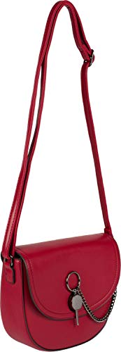 styleBREAKER Damen halbrunde Saddle Bag Umhängetasche einfarbig, Stift Verschluss und Kette, Schultertasche, Tasche 02012354, Farbe:Weinrot von styleBREAKER