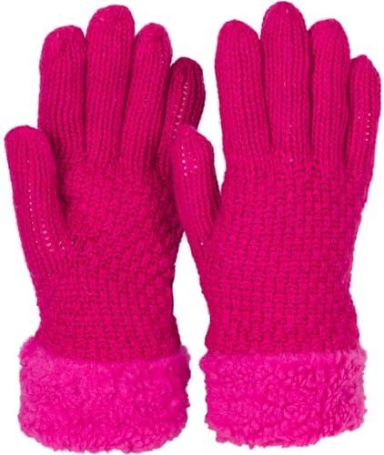 styleBREAKER Damen warme Winter Handschuhe mit Perlmuster und Fleece, Thermo Strickhandschuhe, Fingerhandschuhe 09010032, Farbe:Pink von styleBREAKER
