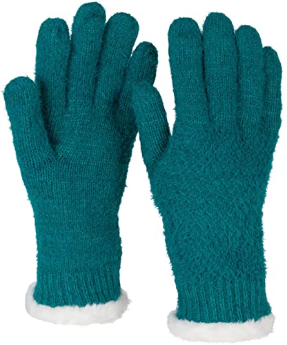 styleBREAKER Damen warme Winter Handschuhe mit Reiskorn Muster und Fleece, Thermo Strickhandschuhe, Fingerhandschuhe 09010040, Farbe:Petrol von styleBREAKER