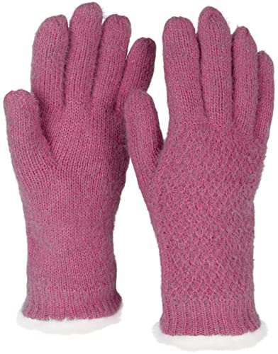 styleBREAKER Damen warme Winter Handschuhe mit Reiskorn Muster und Fleece, Thermo Strickhandschuhe, Fingerhandschuhe 09010040, Farbe:Pink von styleBREAKER