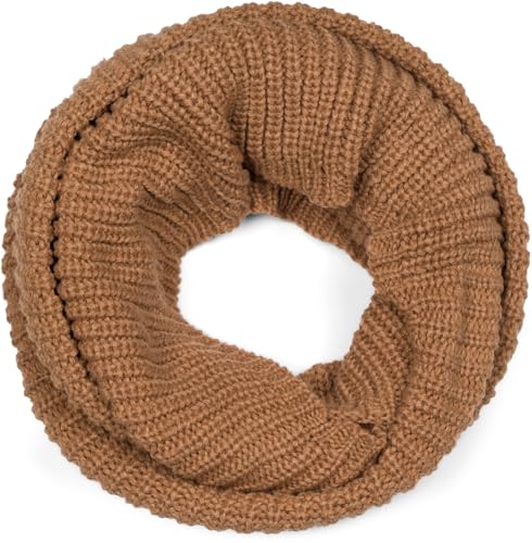 styleBREAKER Unisex Feinstrick Schal, einfarbiger Loop Schlauchschal, Feinripp Winter Strickschal, Loopschal 01018112, Farbe:Camel von styleBREAKER