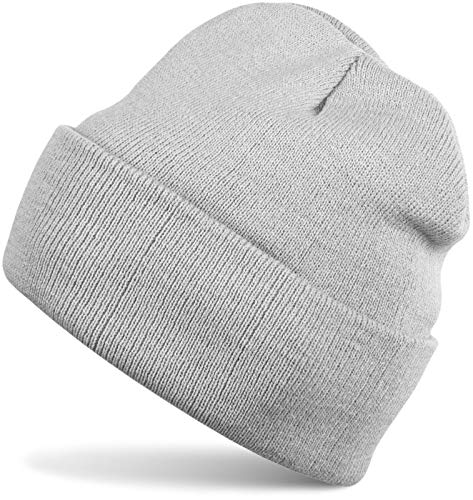 styleBREAKER Kinder Beanie Strickmütze mit breiter Krempe, Feinstrick Mütze doppelt gestrickt, Kindermütze 2-5 Jahre 04024030, Farbe:Hellgrau von styleBREAKER