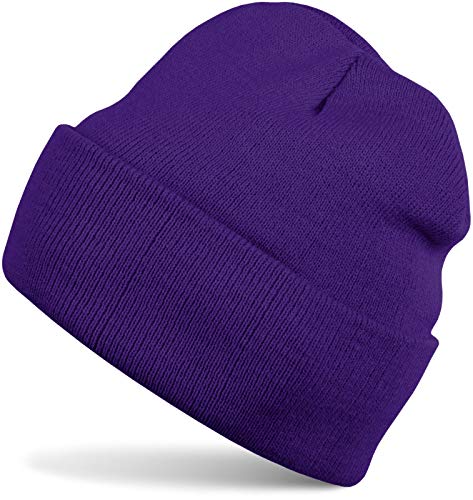 styleBREAKER Kinder Beanie Strickmütze mit breiter Krempe, Feinstrick Mütze doppelt gestrickt, Kindermütze 2-5 Jahre 04024030, Farbe:Lila von styleBREAKER