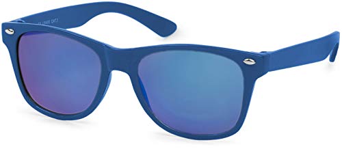 styleBREAKER Kinder Nerd Sonnenbrille mit Kunststoff Rahmen und Polycarbonat Gläsern, klassisches Retro Design 09020056, Farbe:Gestell Blau/Glas Blau verspiegelt von styleBREAKER