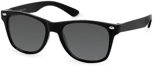 styleBREAKER Kinder Nerd Sonnenbrille mit Kunststoff Rahmen und Polycarbonat Gläsern, klassisches Retro Design 09020056, Farbe:Gestell Schwarz/Glas Grau Volltönung von styleBREAKER