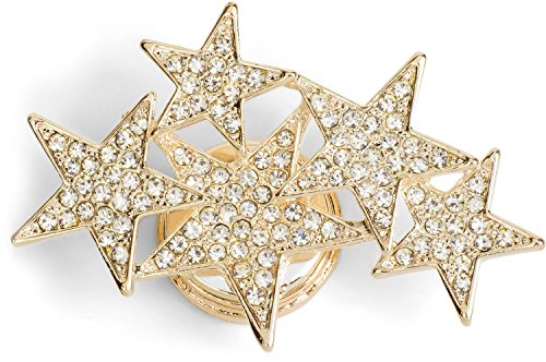 styleBREAKER Magnet Schmuck Anhänger mit versetzt angeordneten Strass besetzten Sternen für Schals, Tücher oder Ponchos, Brosche, Damen 05050061, Farbe:Gold von styleBREAKER