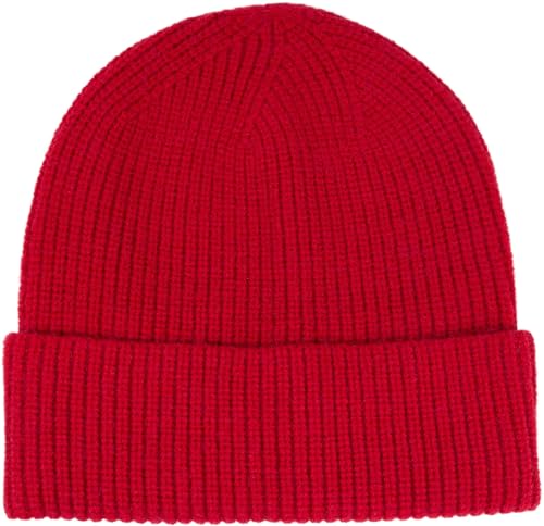 styleBREAKER Unisex Feinstrick Beanie Mütze mit Krempe, warme Winter Strickmütze Einfarbig, Rippen Strickmuster 04024154, Farbe:Rot von styleBREAKER