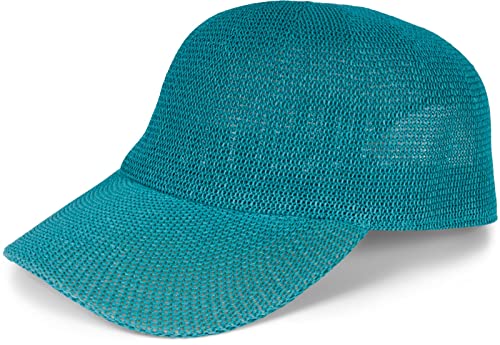 styleBREAKER Unisex Papierstroh Baseball Cap Einfarbig, Luftiges Sommer Basecap, Metallschnalle verstellbar 04023090, Farbe:Petrol von styleBREAKER