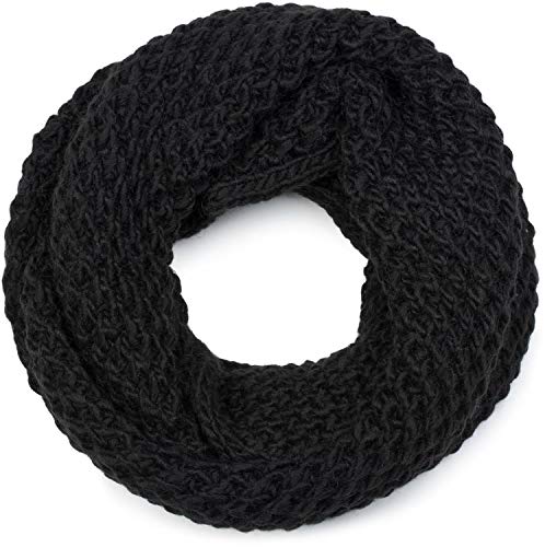 styleBREAKER Unisex Strick Loopschal grob gestrickt, Uni Schlauchschal, Winter Strickschal, Grobstrick Schal 01018157, Farbe:Schwarz von styleBREAKER