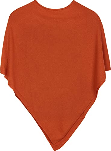 styleBREAKER Damen Feinstrick Poncho in Unifarben, leicht asymmetrischer Schnitt, Ärmellos, Rundhals 08010042, Farbe:Orange von styleBREAKER