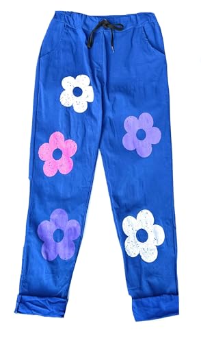 stylx Damen Jogginghose Blume im Vintage Look Sweatpants für Freizeit Sport und Fitness (DE/NL/SE/PL, Numerisch, 50, 52, Regular, Regular, Royalblau) von stylx