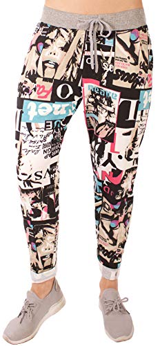 stylx Damen Jogginghose Sweatpants Größe 34-50 mit Print (J17, 46-48) von stylx