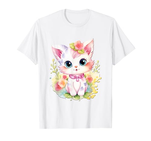 Baby Katze mit Blumen süße Katzen Kätzchen Mädchen Tochter T-Shirt von süßes farbenfrohe Katzen Liebhaber Outfits