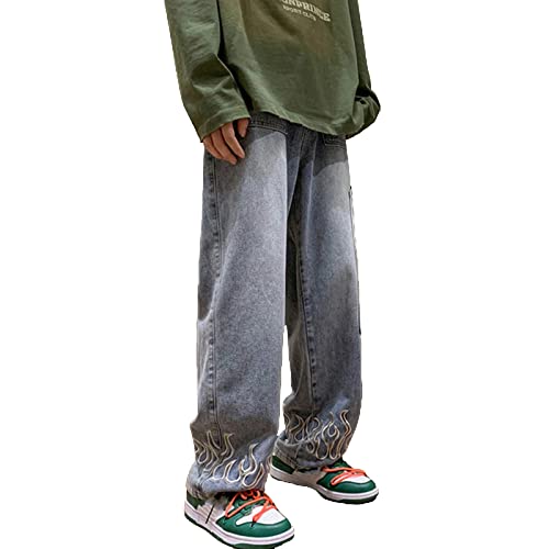 Herren Streetwear Jeans Ästhetische Baggy Hip Hop Star Hosen Lässige Hohe Taille Weite Beinhosen Vintage Harajuku Denim Hosen Gerade Hosen von sujinxiu