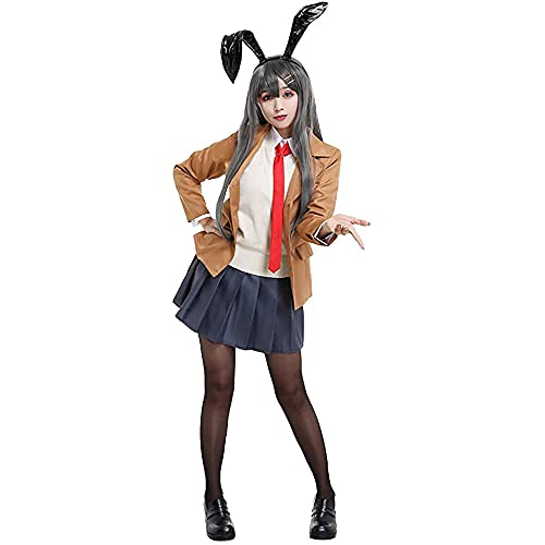 sujinxiu Mai Sakurajima Cosplay Kostüm Bunny Girl Senpai Cosplay Schuluniform College Pullover Shirt Kleid Anzug für Halloween von sujinxiu