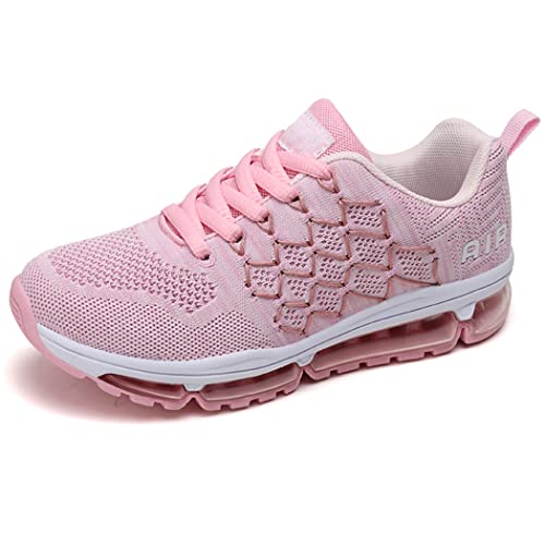 Sumateng Laufschuhe Herren Damen Trainers Schuhe Sneakers Straßenlaufschuhe Turnschuhe Modisch Atmungsaktiv Sportschuhe rutschfest Bequem Freizeit Laufen Fitness Outdoor Pinkwhite-40 von Sumateng