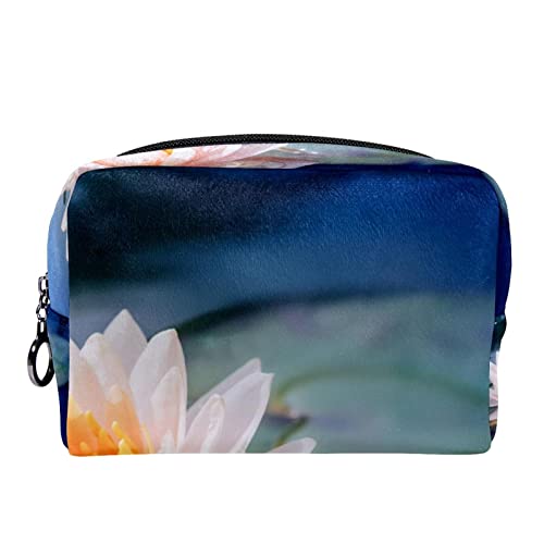 Kleine Make-up-Tasche für Frauen,Reise-Kosmetiktasche,Lotusblatt Blüte Lotus,Kosmetik-Make-up-Organizer zum Mitnehmen von suojapuku