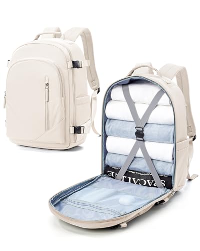 suradar Ryanair Handgepäck 45X36X20 Rucksack Laptop Wasserdicht Damen Reiserucksack Handgepäck Flugzeug Easyjet Cabin Bag Rucksack für Universität Herren Business Travel Backpack mit Laptopfach Beige von suradar