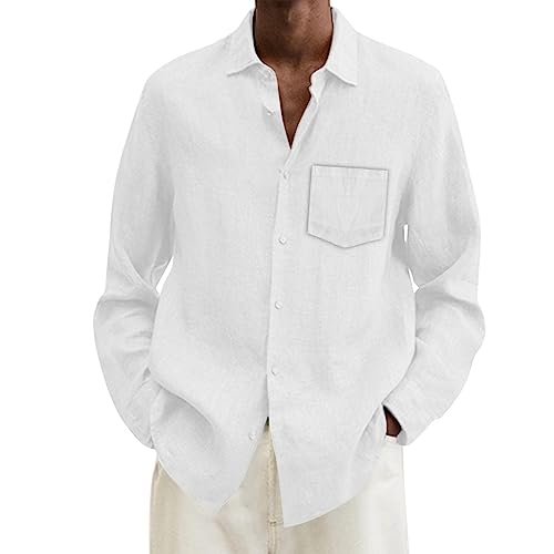 Hemden Casual Herren – formelles Hemd für Herren, leicht zu bügeln, lässig, große Größe, klassisches Hemd, Slim Fit, einfarbig, Henley Shirts, lässig, Oberteil, weiß, 58 von sutelang lurryly