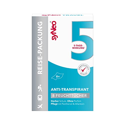 syNeo 5 Antitranspirant Deo Tücher für Damen und Herren, Anti Schweiß Deotücher gegen starkes Schwitzen, Anti Transpirant Antiperspirant, 1er Pack (8 x 2,5 ml) von syNeo