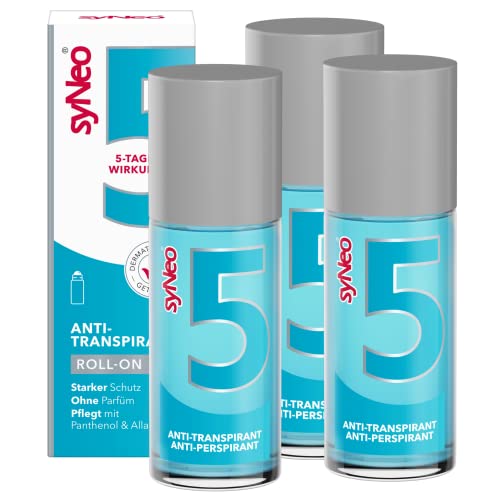 syNeo 5 Antitranspirant Roll-On, Anti Schweiß Deo für Damen und Herren gegen starkes Schwitzen, Anti Transpirant Antiperspirant Deoroller, 3er Pack (3 x 50 ml) von syNeo