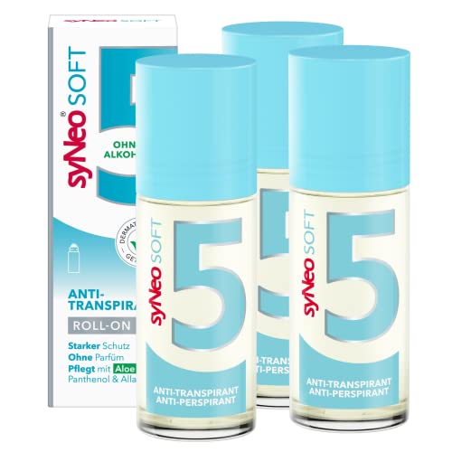 syNeo 5 soft Antitranspirant Roll-On ohne Alkohol, Anti Schweiß Deo für Damen und Herren gegen starkes Schwitzen, Anti Transpirant Antiperspirant Deoroller, 3er Pack (3 x 50 ml) von syNeo