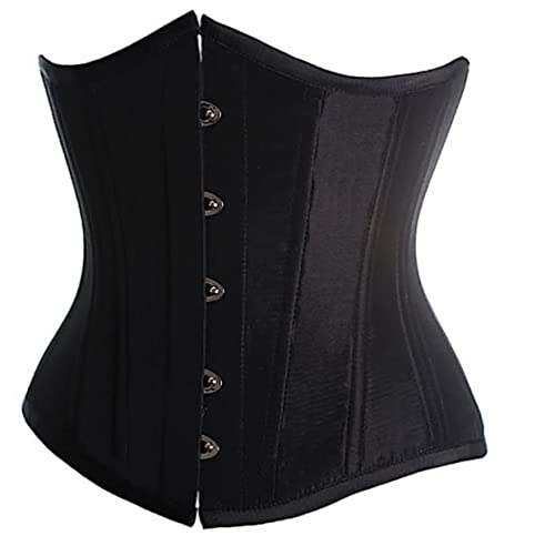 SZIVYSHI Korsett Damen Unterbrust Satin Lace Up Waist Cincher Corset Top Shaper Corsage (XXL, Schwarz) von SZIVYSHI