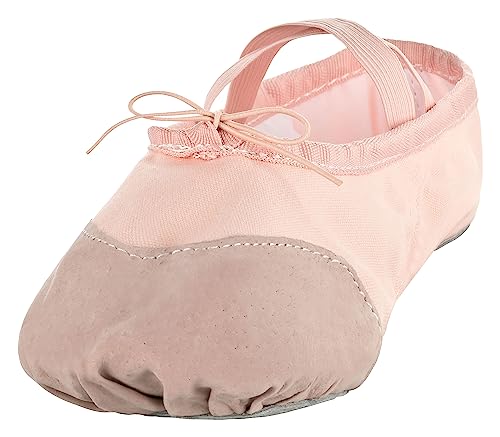 tanzmuster ® Ballettschuhe Mädchen Ballettschläppchen - Robin - Geteilte Ledersohle - weich und atmungsaktiv, Rosa-Apricot, Größe 24 von tanzmuster